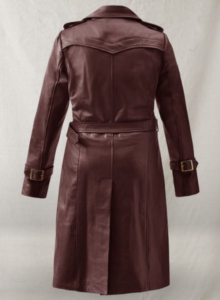 (image for) Soft Maroon Wax Halcon Leather Trench Coat