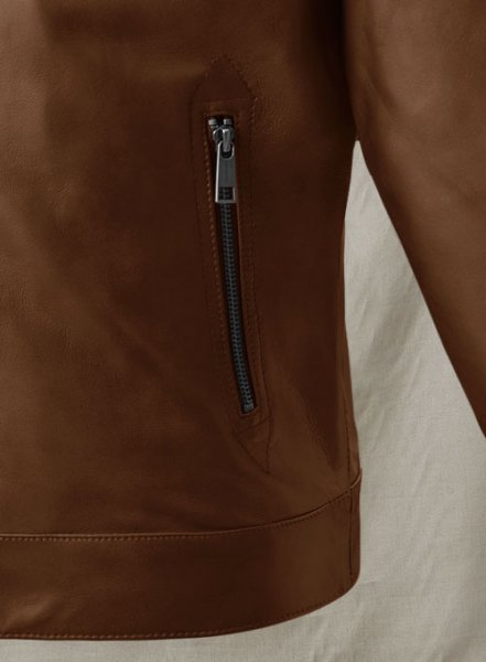 (image for) Spanish Brown Michael Fassbender Leather Jacket #2