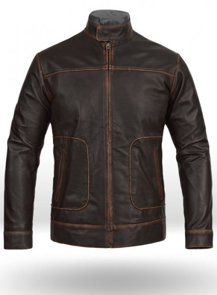 Reggie Rubbed Dark Brown Leather Jacket