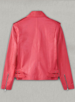 (image for) Soft Raspberry Red Hilary Duff Leather Jacket #3