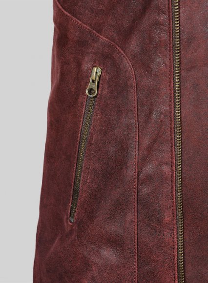 (image for) Dark Vintage Red Leather Jacket # 645