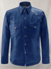 (image for) Rich Blue Leather Shirt Jacket - #1S