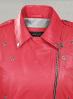 (image for) Soft Raspberry Red Hilary Duff Leather Jacket #3