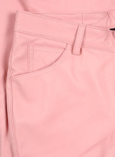 (image for) Light Pink Leather Biker Jeans - Style #1