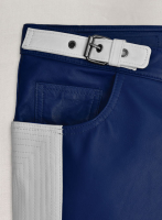 (image for) Rich Blue Electric Zipper Combination Leather Pants