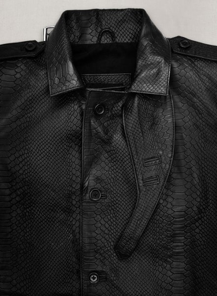 (image for) Black Python Leather Long Coat #204