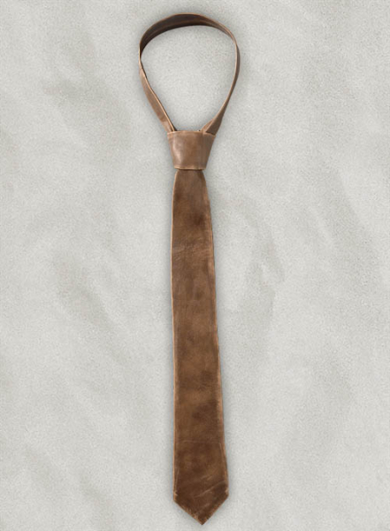 (image for) Rubbed Espanol Timber Brown Leather Tie