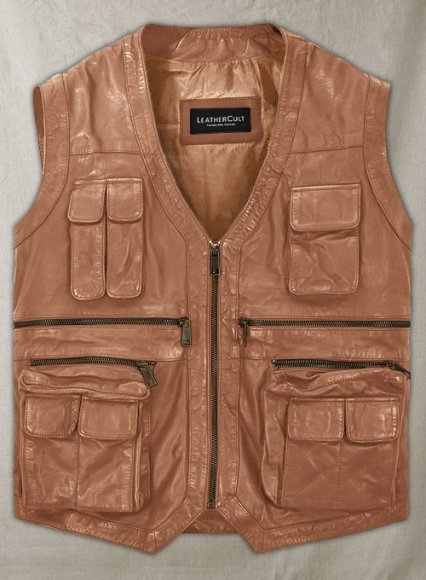 Log Cabin Brown Chris Pratt Jurassic World Leather Vest Wash&Wax