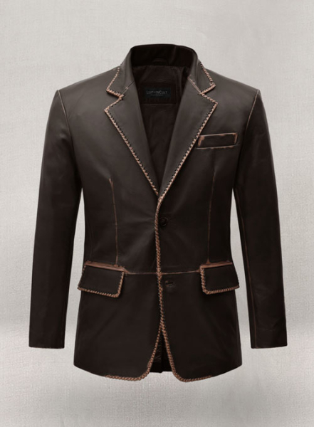 (image for) Rubbed Brown Medieval Leather Blazer