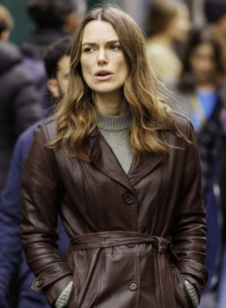 (image for) Keira Knightley Black Doves Leather Trench Coat