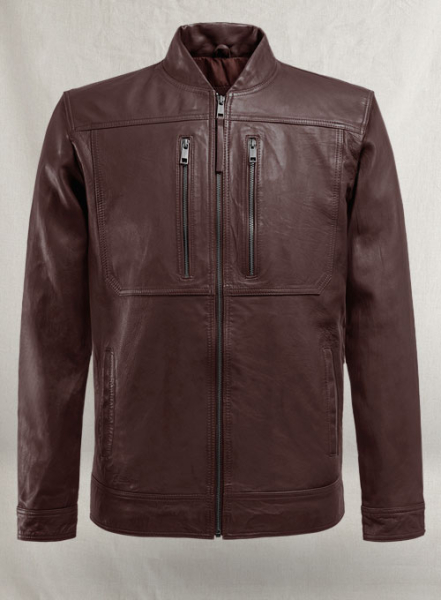 (image for) Thunder Storm Burgundy Biker Leather Jacket