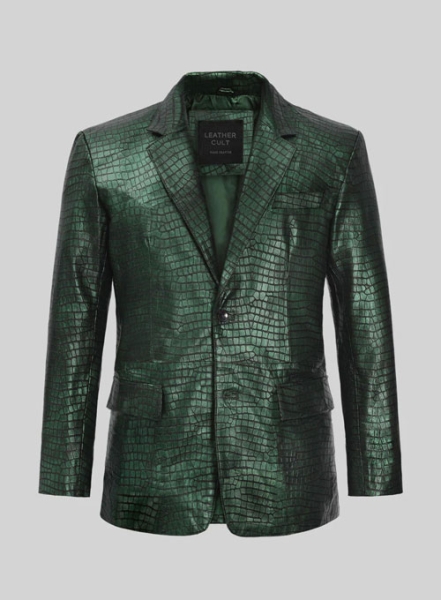 (image for) Croc Metallic Green Leather Blazer