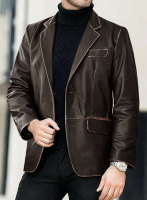 (image for) Rubbed Brown Leather Blazer