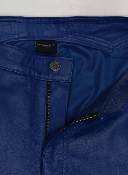 (image for) Rich Blue Electric Zipper Combination Leather Pants