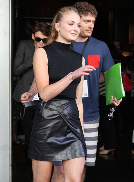 (image for) Sophie Turner Leather Skirt #1