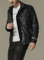 (image for) Soft Rich Black Washed & Wax Jackie Chan Leather Jacket