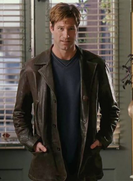 (image for) Aaron Eckhart Love Happens Leather Trench Coat