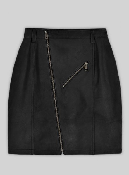 (image for) Distressed Black Stylish Leather Skirt #148