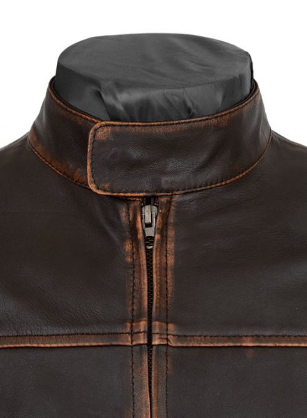 (image for) Reggie Rubbed Dark Brown Leather Jacket