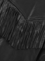 (image for) Soft Rich Black Washed & Wax Leather Fringe Jacket #1009