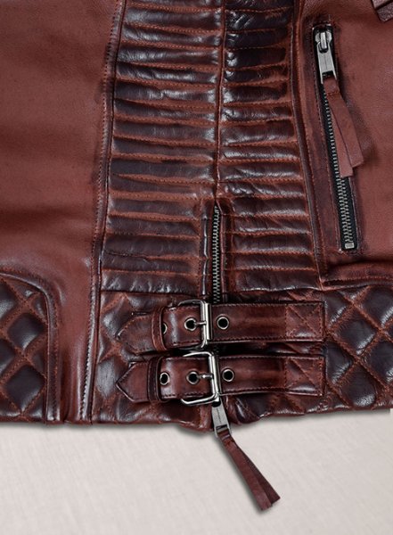 (image for) Charlotte Burnt Maroon Leather Jacket