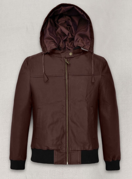 (image for) Soft Maroon Symphony Detachable Hood Leather Jacket