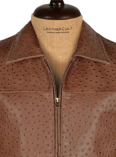 (image for) Brown Ostrich Leather Hipster Jacket #2