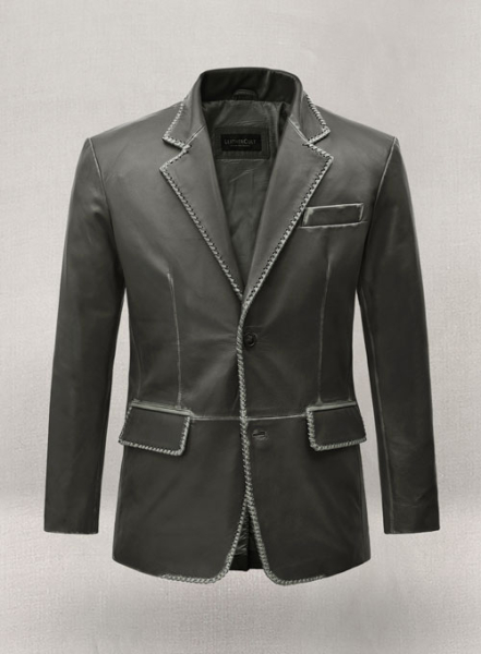 (image for) Rubbed Charcoal Medieval Leather Blazer