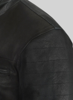 (image for) Distressed Black Leather Jacket # 616