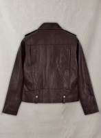 (image for) Burgundy Meghan Markle Leather Jacket