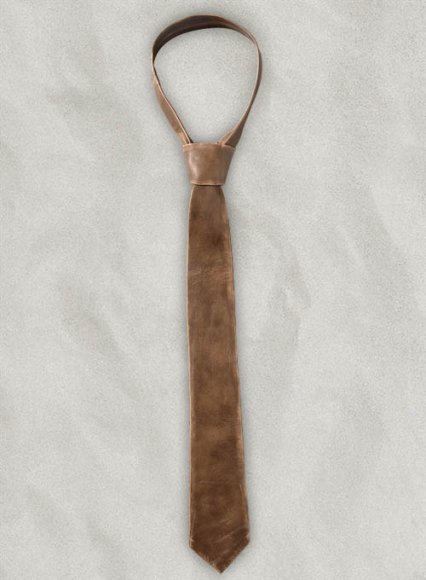 Rubbed Espanol Timber Brown Leather Tie