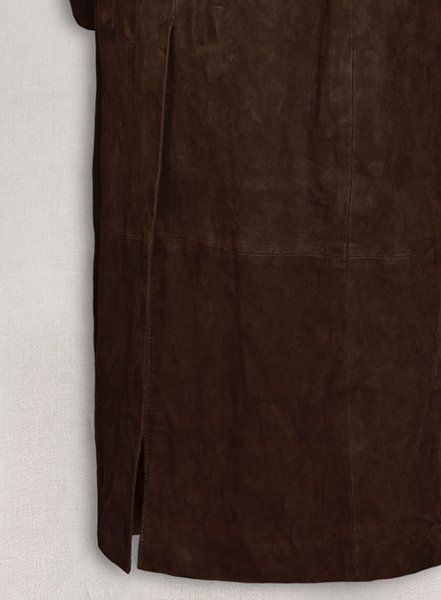 (image for) Dark Brown Suede Alpine Leather Long Coat