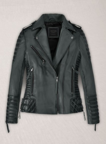 (image for) Charlotte Burnt Charcoal Leather Jacket