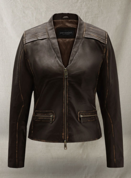 (image for) Rubbed Brown Leather Jacket # 287