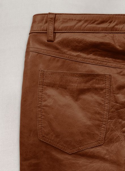 (image for) Cognac Leather Pants - Jeans Style