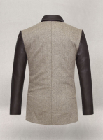 (image for) Vintage Herringbone Brown Tweed Leather Combo Blazer # 652