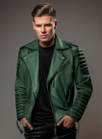 (image for) Charles Burnt Green Leather Jacket