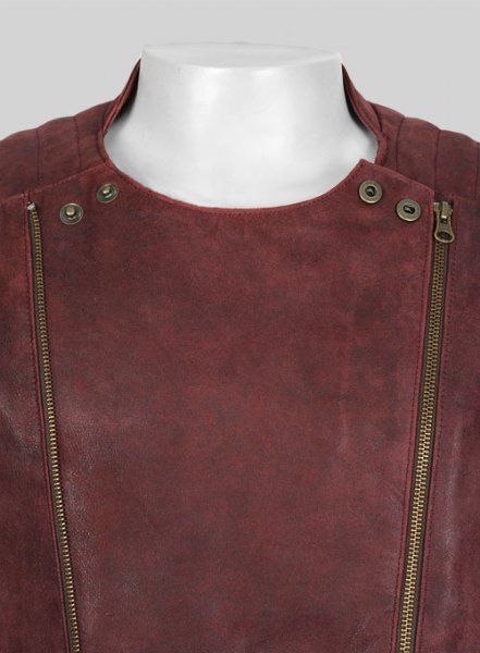 (image for) Dark Vintage Red Leather Jacket # 645