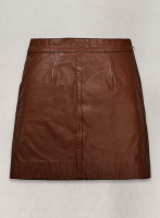 (image for) Tan Brown Washed and Wax Basic Leather Skirt # 153