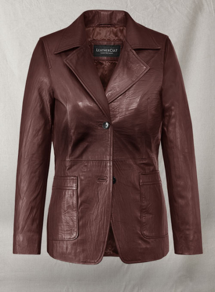 (image for) Soft Maroon Jennifer Aniston Friends Season 5 Leather Blazer