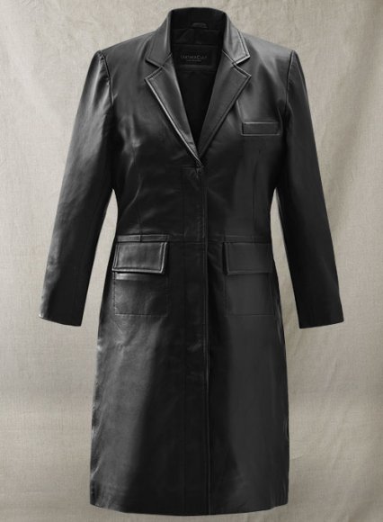 (image for) Margot Robbie Wolf Of Wall Street Leather Long Coat