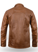 (image for) Crocodile Brown V Tab Leather Shirt Jacket