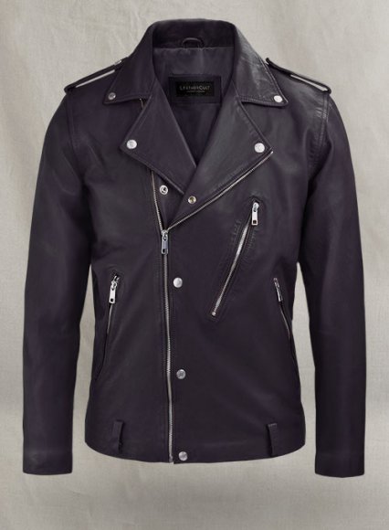 Beast Purple Biker Leather Jacket