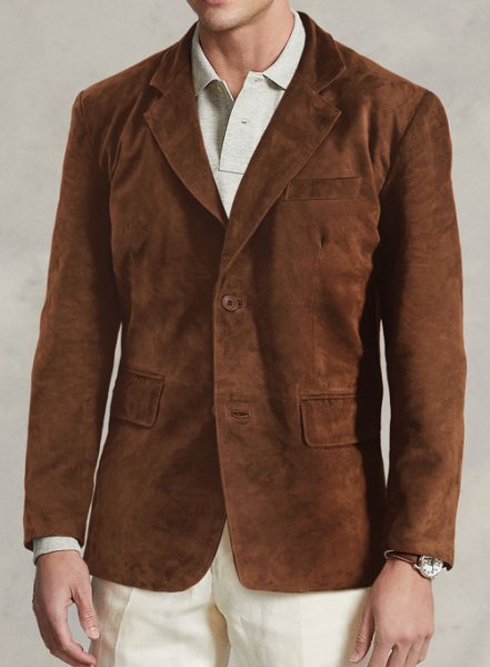 (image for) Tan Brown Suede Leather Blazer