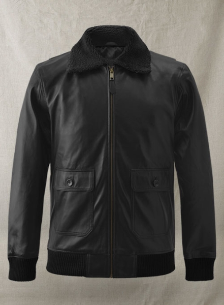 (image for) Black Pilot Aviator Leather Jacket