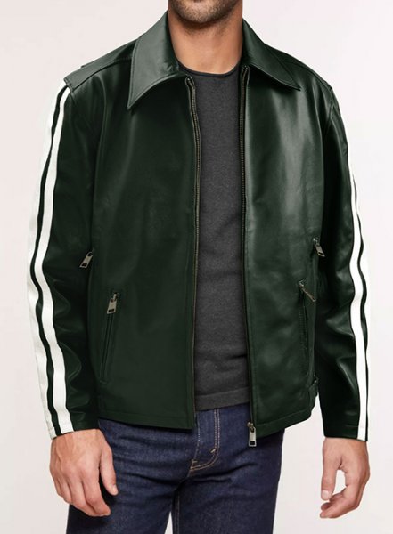 (image for) Vintage Green Robert Pattinson Leather Jacket #2