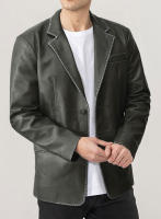 (image for) Rubbed Charcoal Medieval Leather Blazer