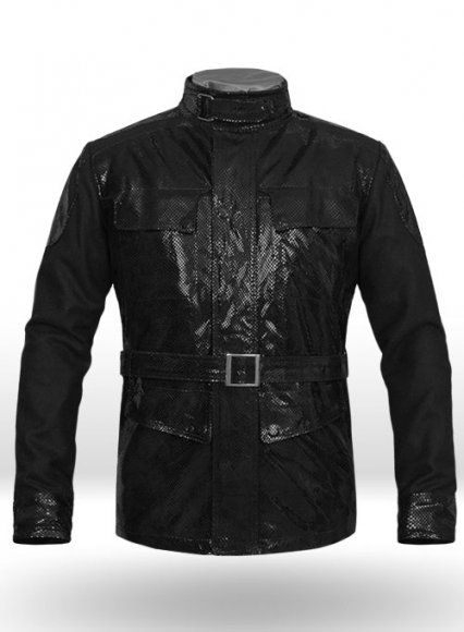 Snake Emboss Black Avengers Age of Ultron Leather Jacket