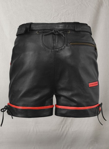 (image for) Thick Black Leather Cargo Shorts Style # 364