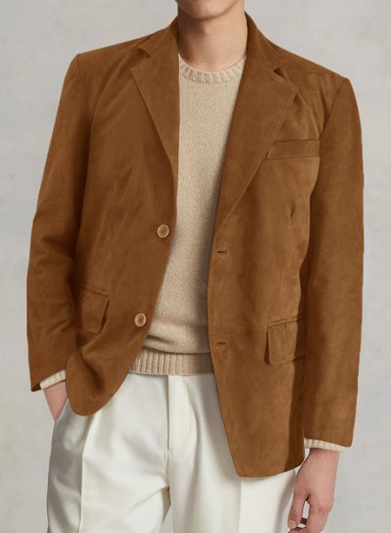 (image for) Caramel Brown Suede Leather Blazer